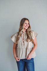 Latte Poplin Top