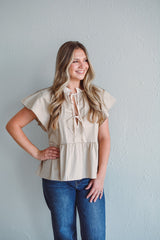 Latte Poplin Top