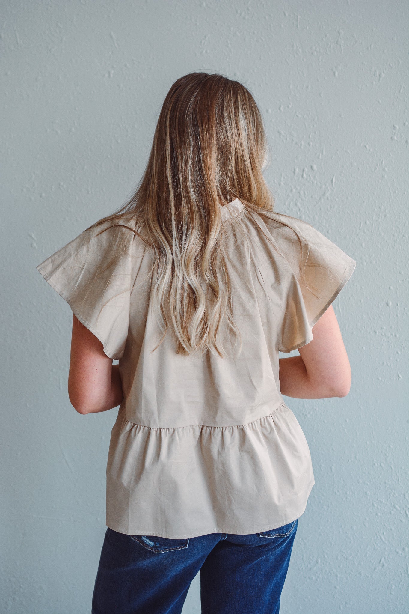 Latte Poplin Top