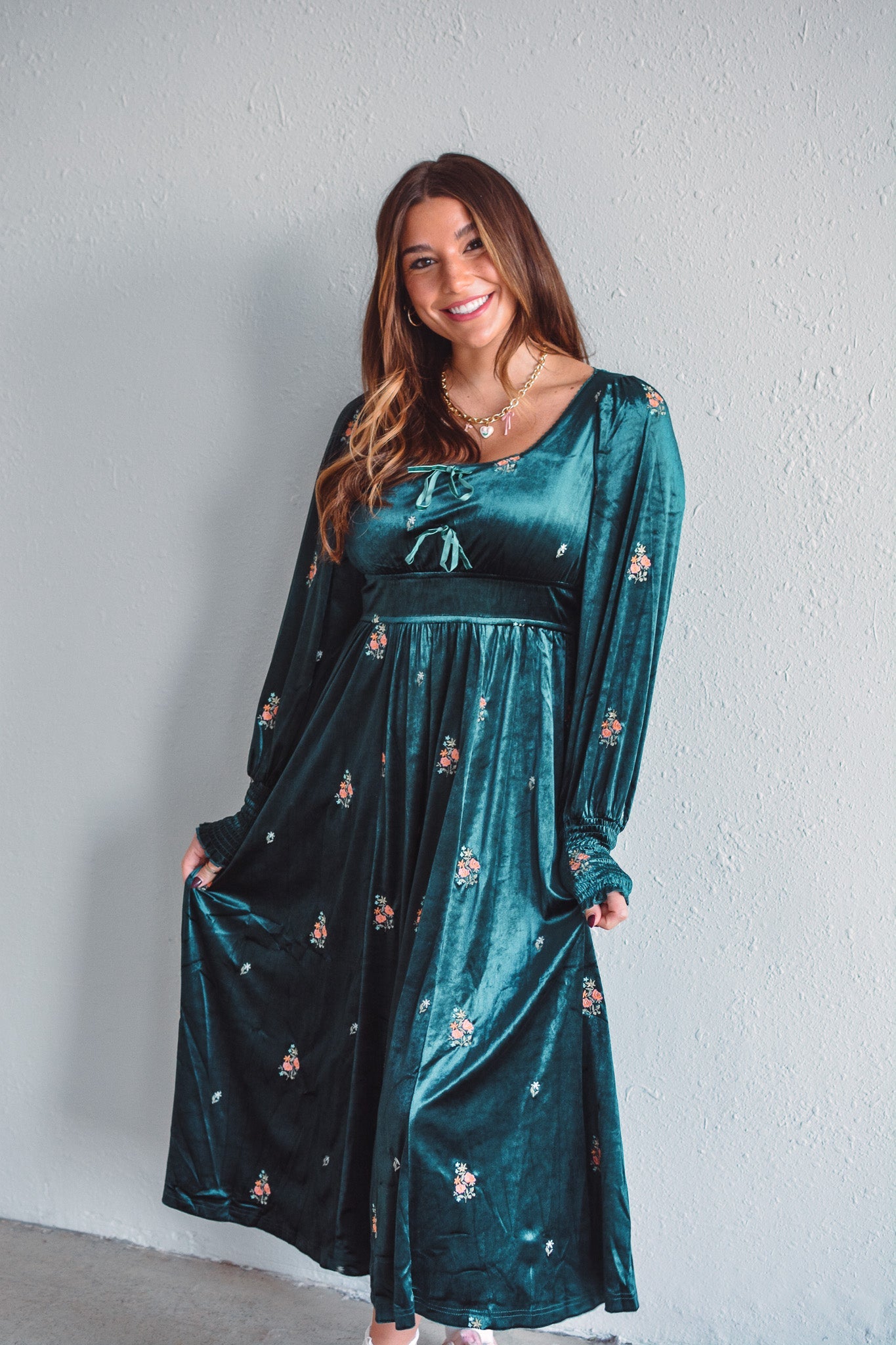 Garden Grace Velvet Dress