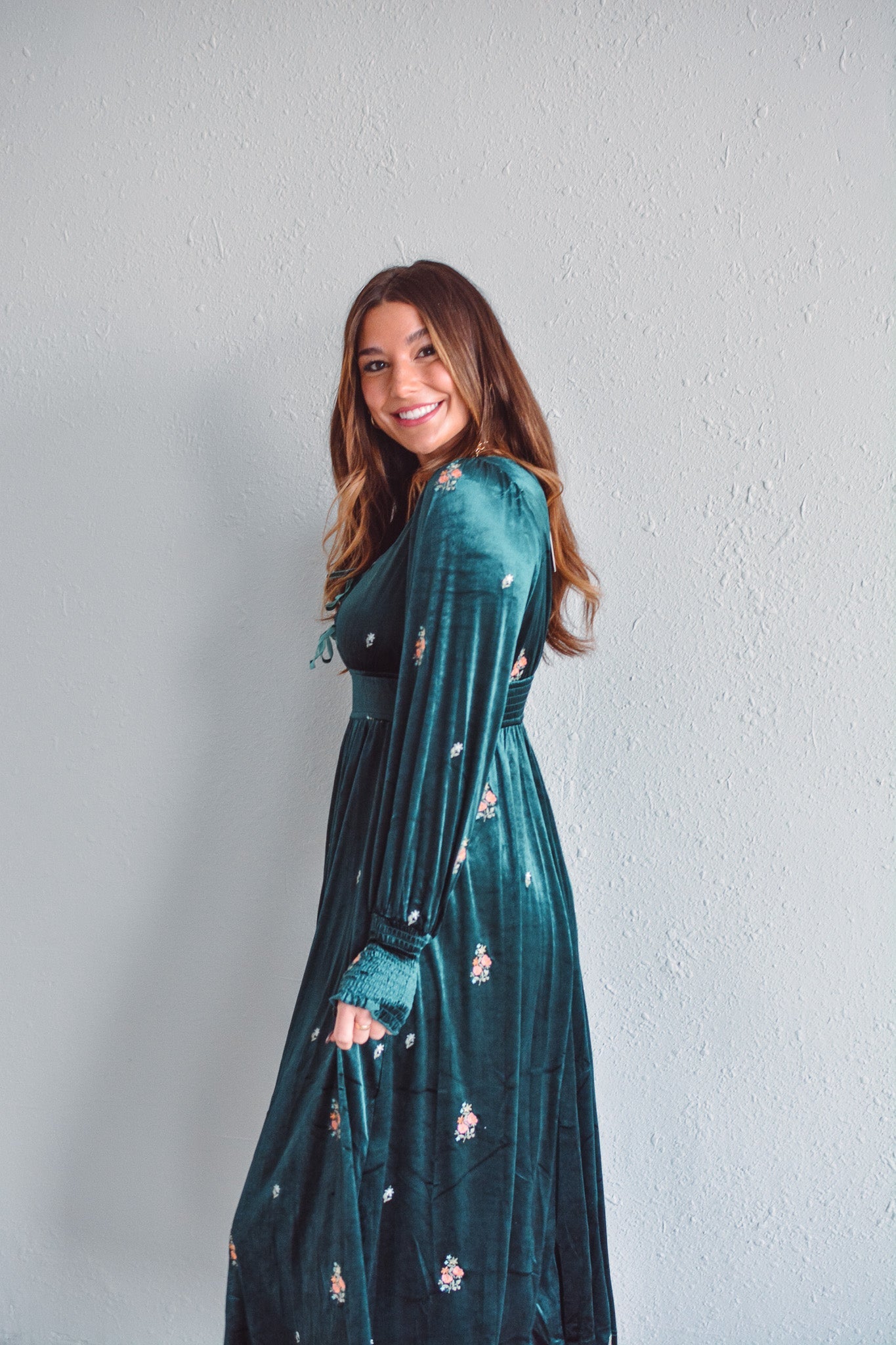 Garden Grace Velvet Dress