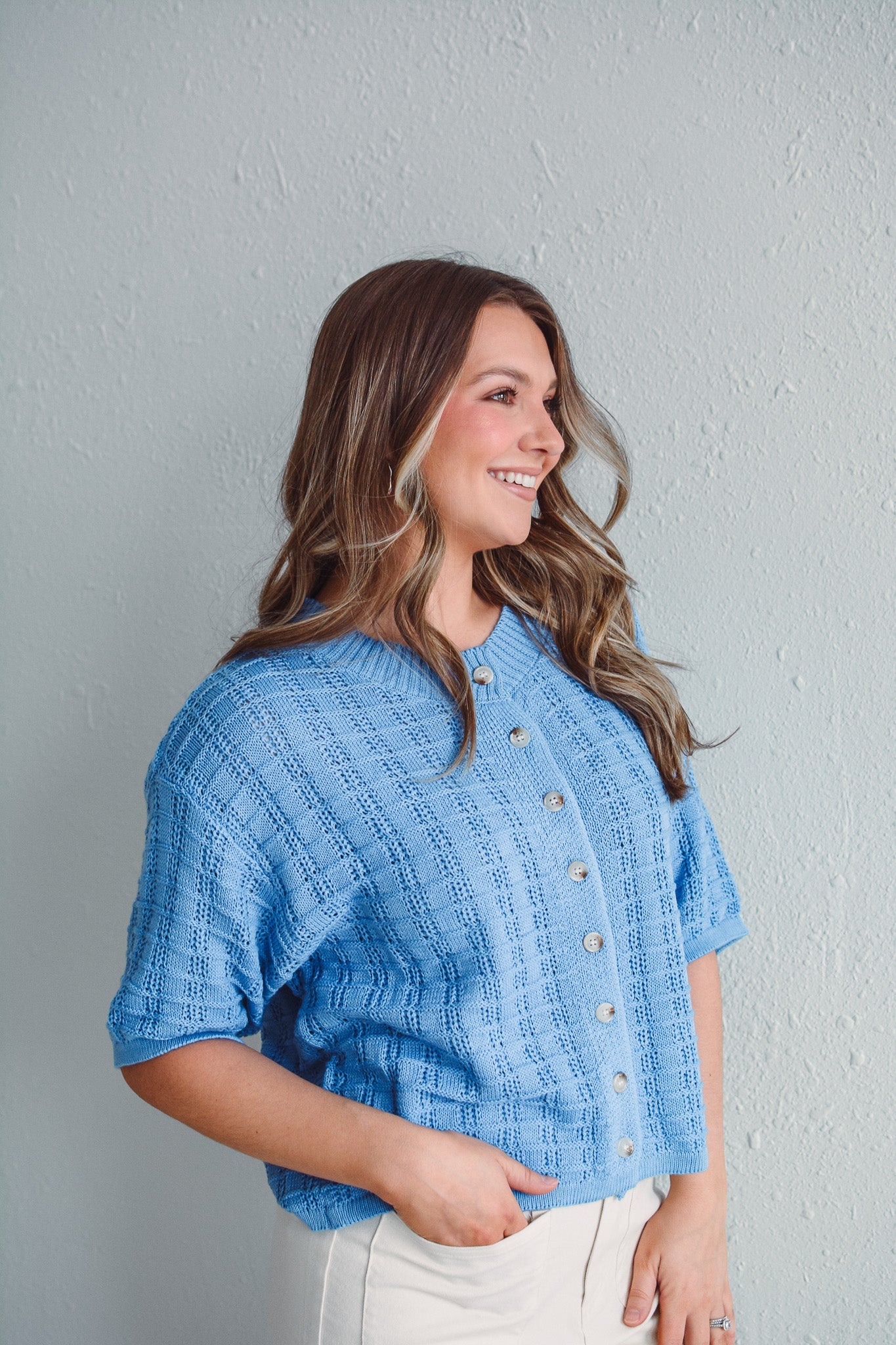 Hannah Blue Button Up
