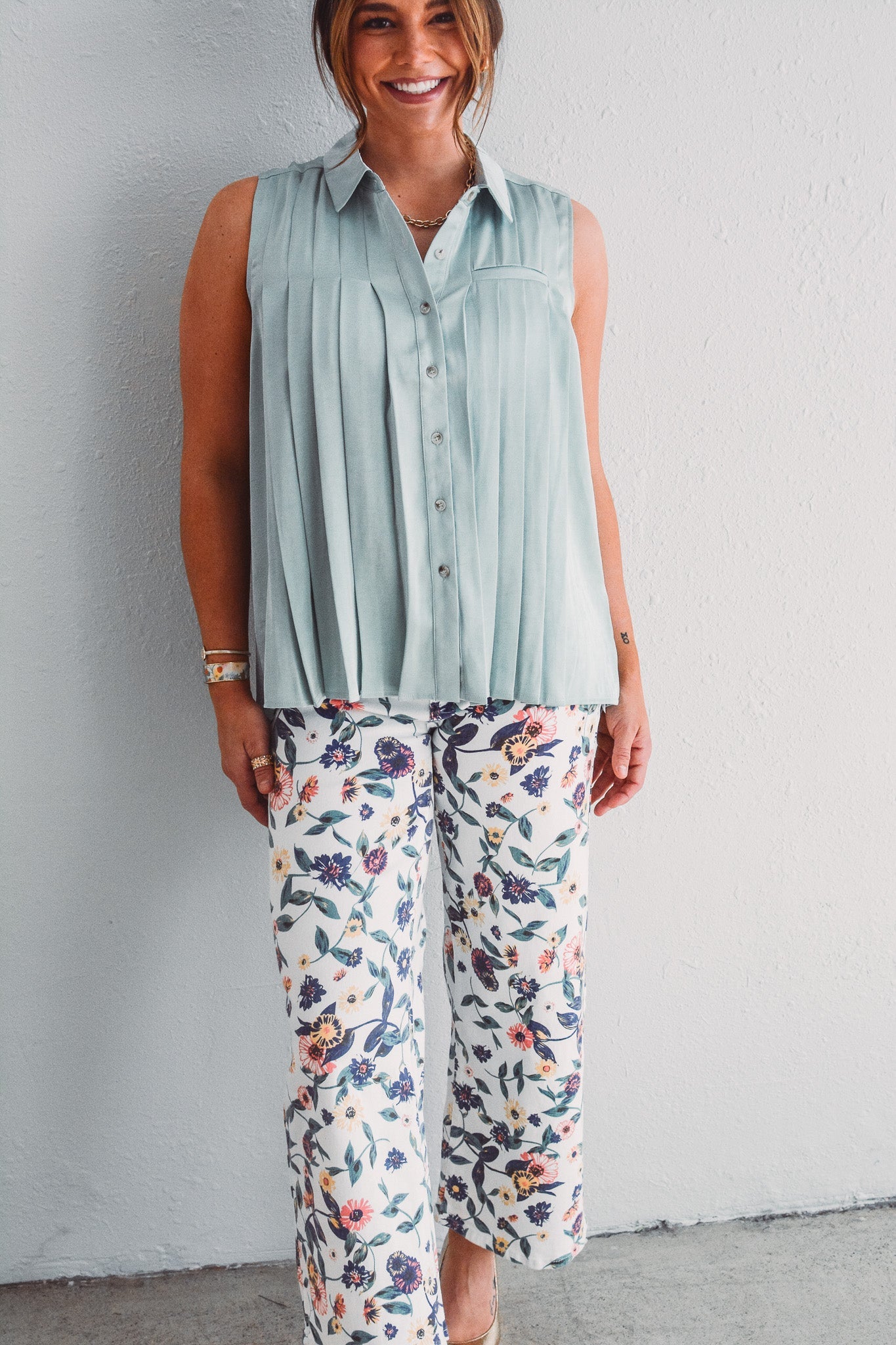 Mist Pleated Blouse