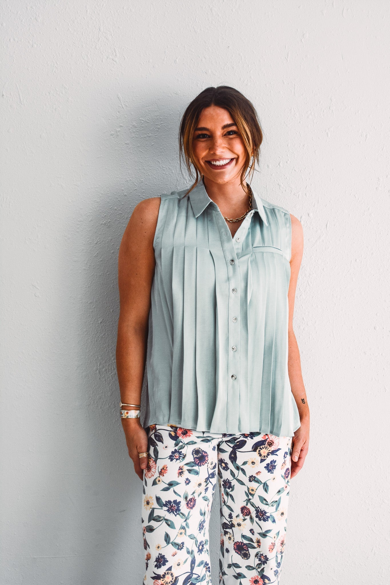 Mist Pleated Blouse