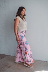 Pink Botanical Wide Leg