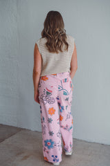 Pink Botanical Wide Leg