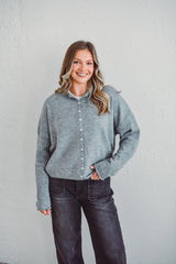 Heather Grey Piper Cardigan