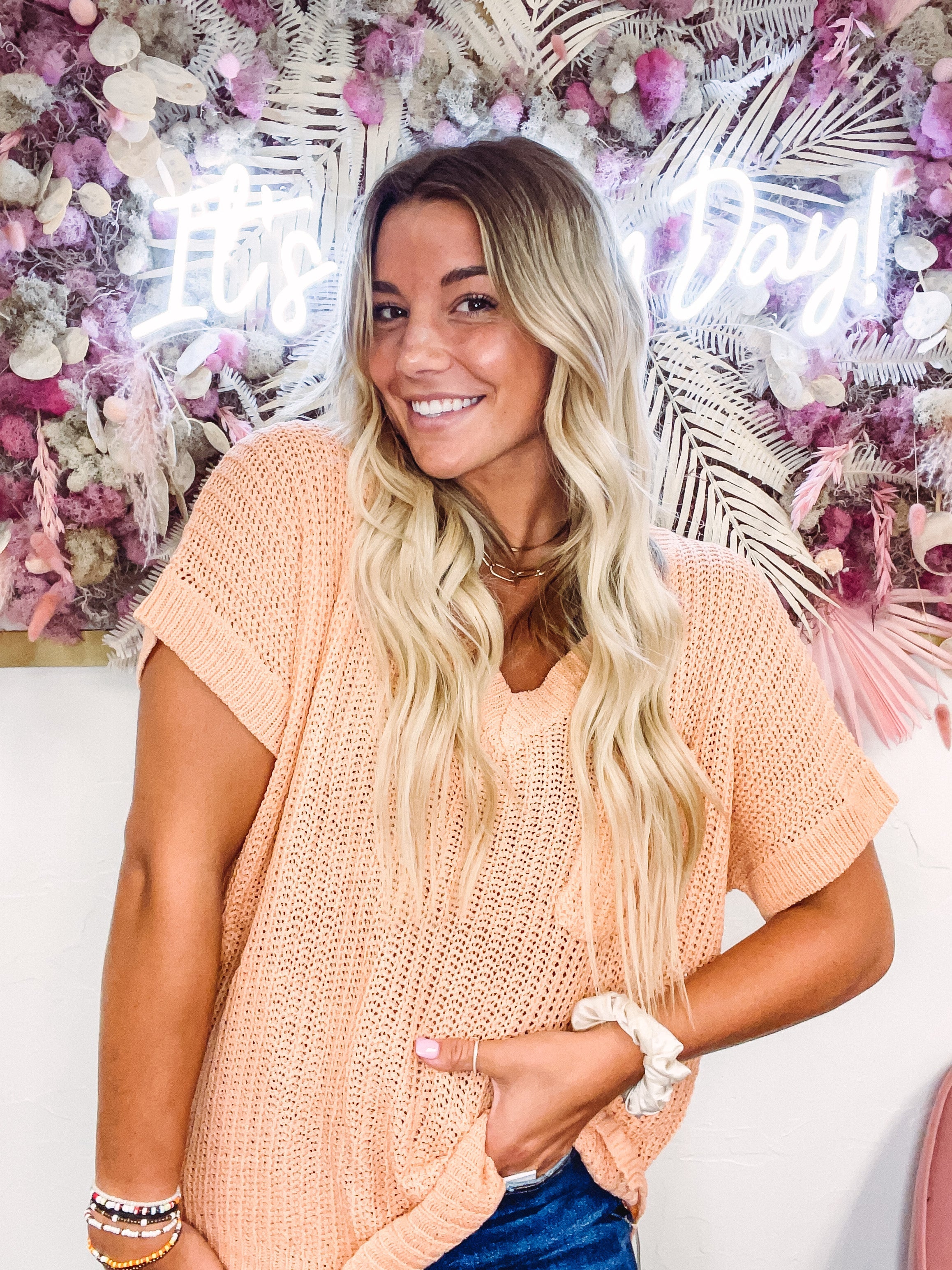 Peach Sweater Top