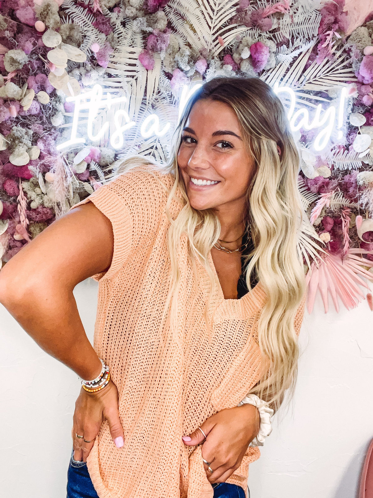 Peach Sweater Top
