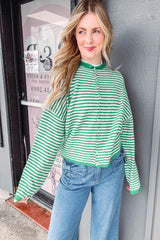 Green Striped Piper Cardi