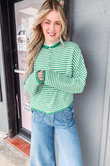 Green Striped Piper Cardi