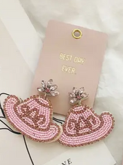 Pink Label Pink Hat Earrings