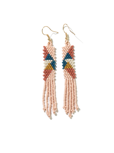 Ink & Alloy Angled Fringe Blush Earrings