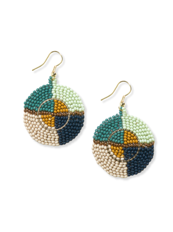 Ink & Alloy Circle Beaded Earring Teal