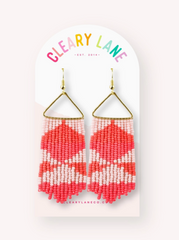 Pink Aztec Beaded Earrings