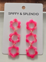 Hot Pink Flower Earrings