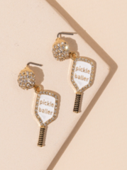 Pickle Baller Gold Dangle Earrings