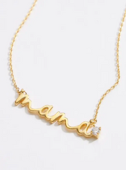 Mama Script Gold Necklace