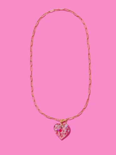 Pink Confetti Heart Necklace