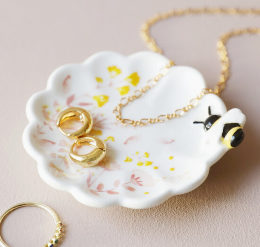 Floral Bee Trinket Dish