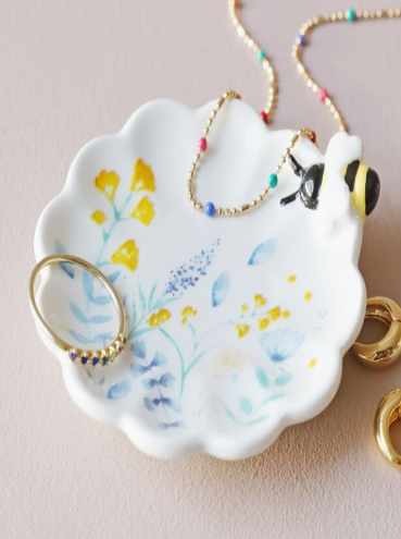 Floral Bee Trinket Dish