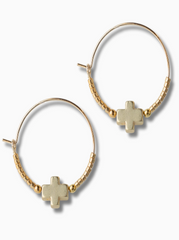 Gold Cross Hoops
