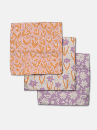 Peach Flowers Dishcloth Set
