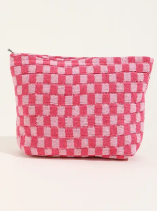 Large Checker Makeup Bag