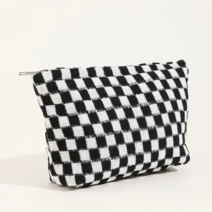 Large Checker Makeup Bag