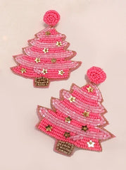 Pink Tree Earrings
