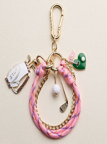 Pink Golf Charm Keychain Bracelet