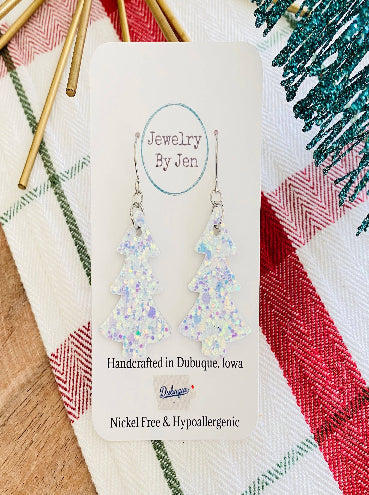 Metallic Glitter Tree Earrings