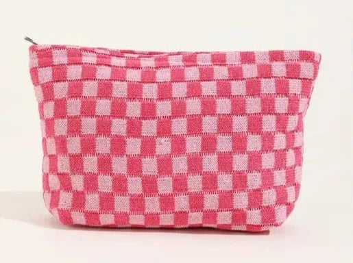 Large Checker Makeup Bag