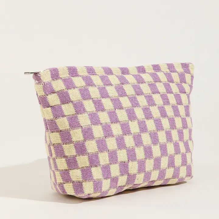 Large Checker Makeup Bag
